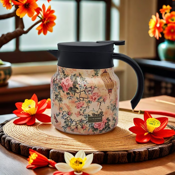 🔥HOT SALE 49%🔥Vintage Floral Pattern Tea Thermos – Built-In Infuser