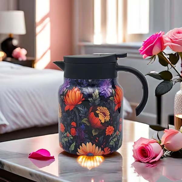 🔥HOT SALE 49%🔥Vintage Floral Pattern Tea Thermos – Built-In Infuser