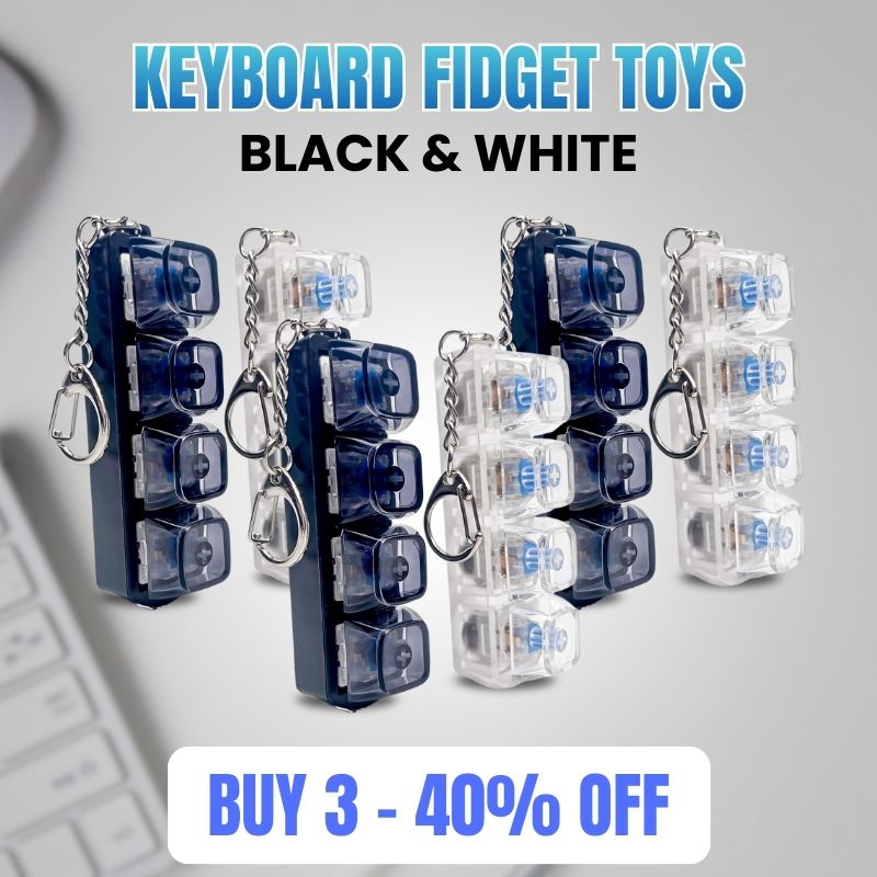 2PCS Keyboard Fidget Toy with LED Light 💝 4 in 1 Mechanical Fidget Keyboard for Release Stress