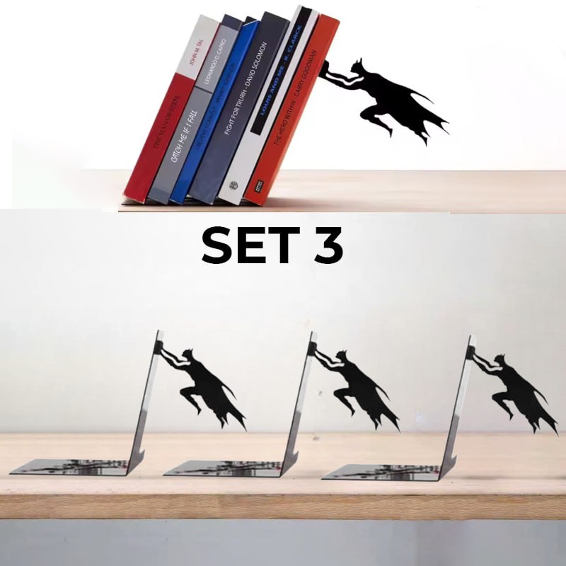 Super hero Bookend Figurines Metal Bookshelf Decor Desktop Ornament Office
