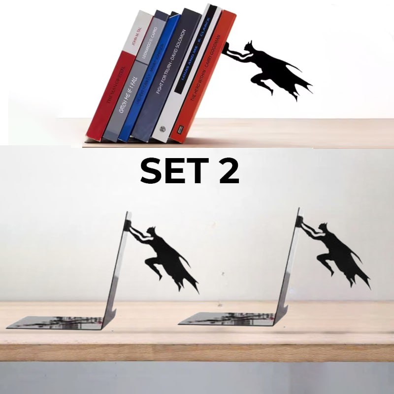 Super hero Bookend Figurines Metal Bookshelf Decor Desktop Ornament Office