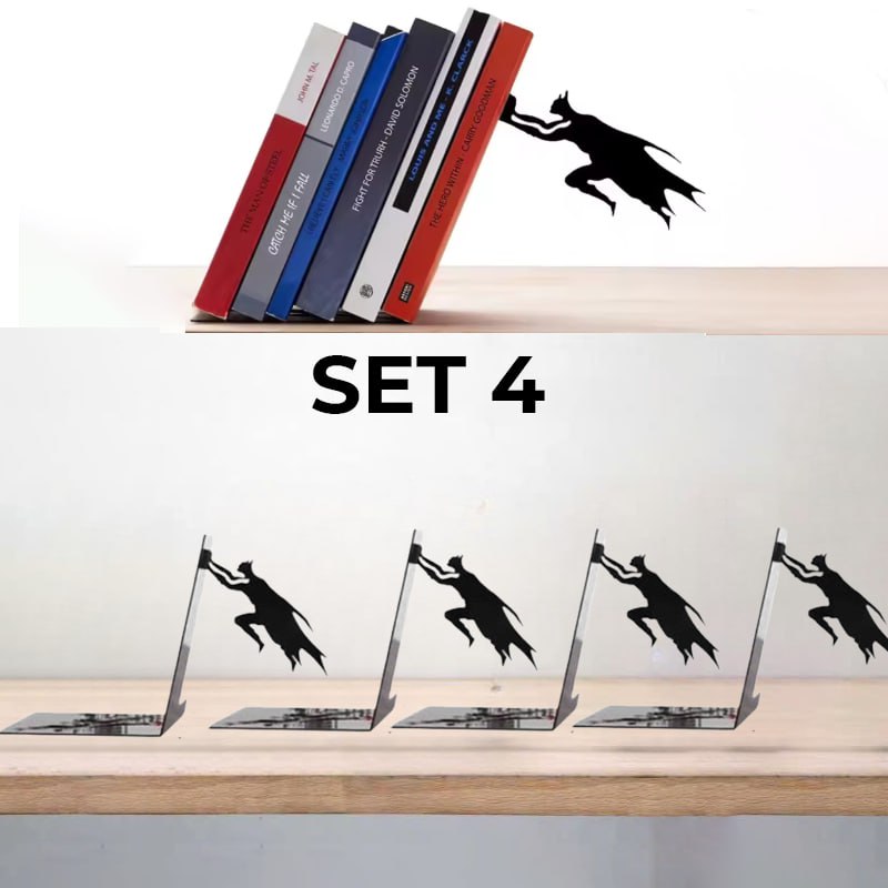 Super hero Bookend Figurines Metal Bookshelf Decor Desktop Ornament Office