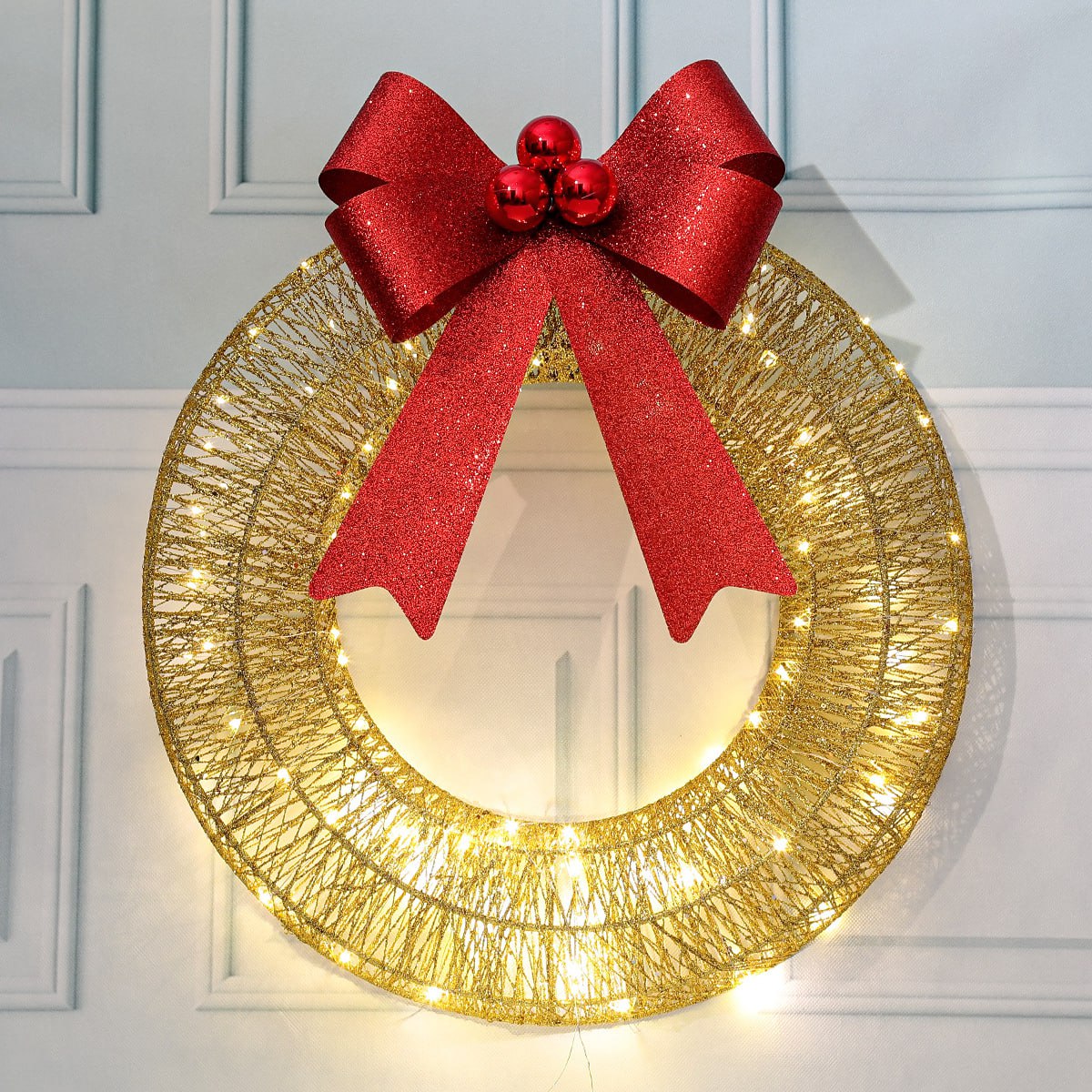 🎄✨ Exclusive Sparkle-Now Pre-Sale! 🎀 Pre-Lit Luxury Large Christmas Wreath – Perfect for Outdoor Elegance