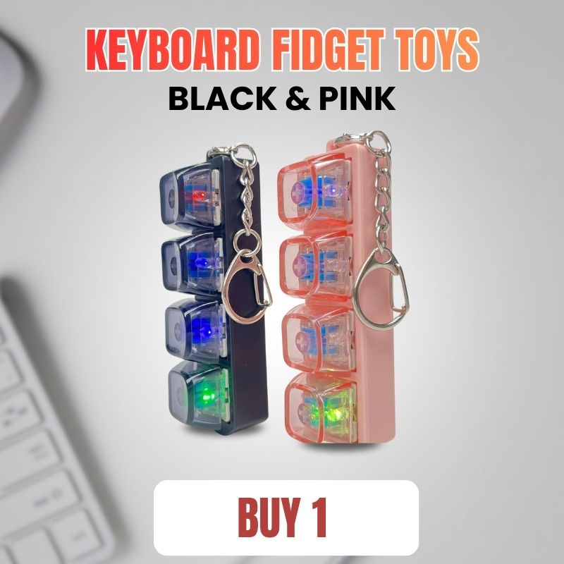2PCS Keyboard Fidget Toy with LED Light 💝 4 in 1 Mechanical Fidget Keyboard for Release Stress