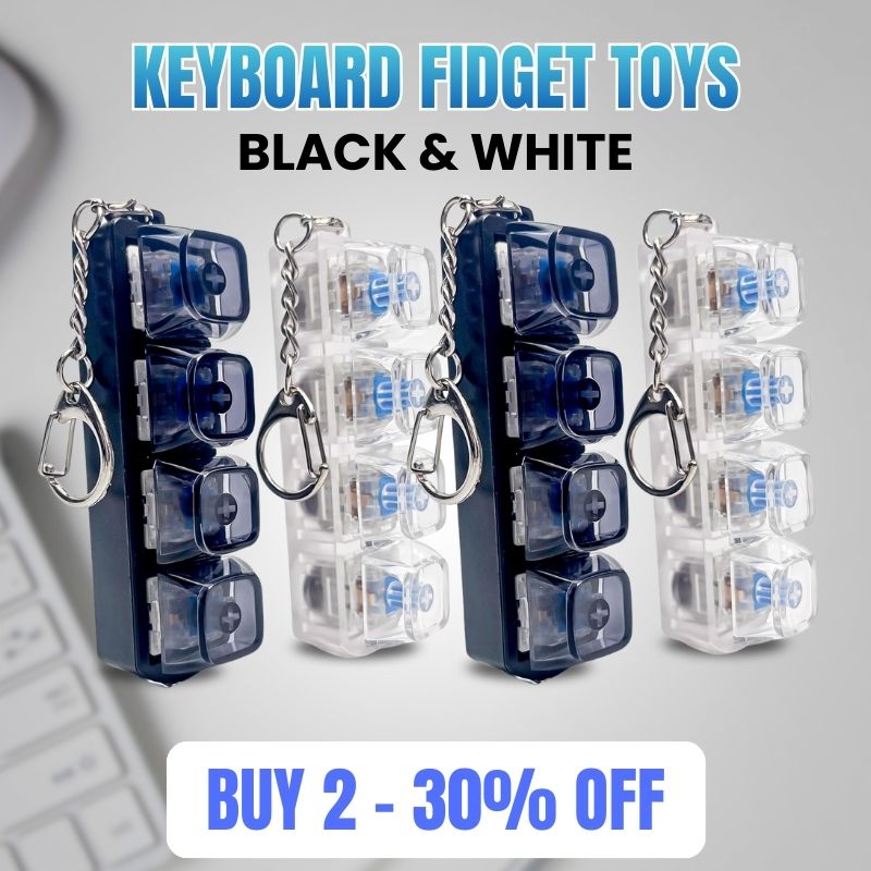 2PCS Keyboard Fidget Toy with LED Light 💝 4 in 1 Mechanical Fidget Keyboard for Release Stress