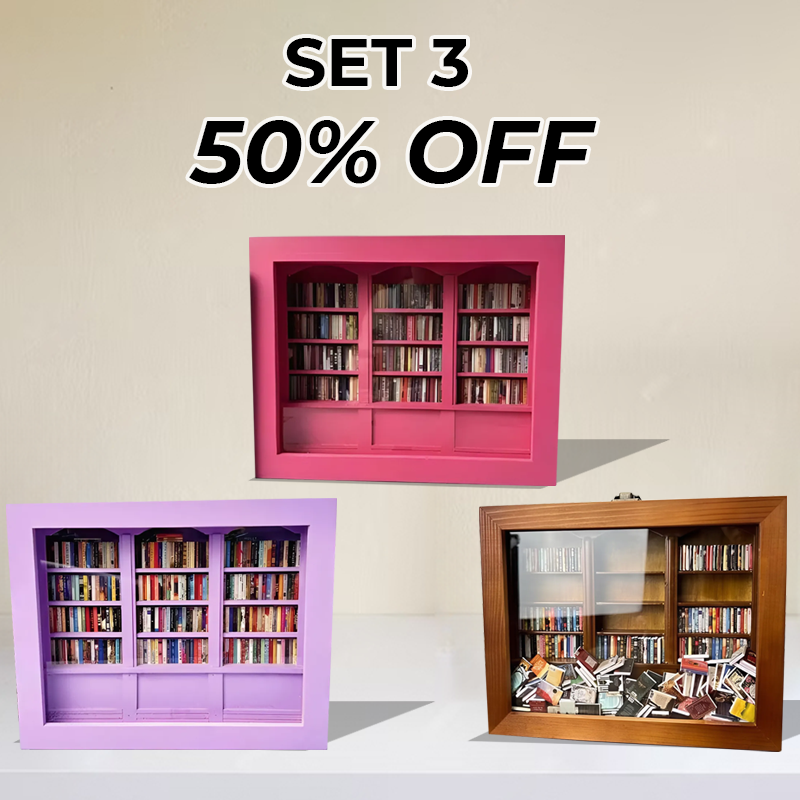 Original Anxiety Bookshelf – 200+ Mini Books for Stress Relief & Decor