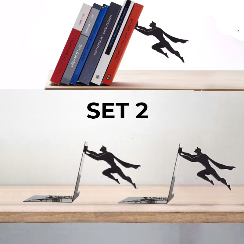 Super hero Bookend Figurines Metal Bookshelf Decor Desktop Ornament Office