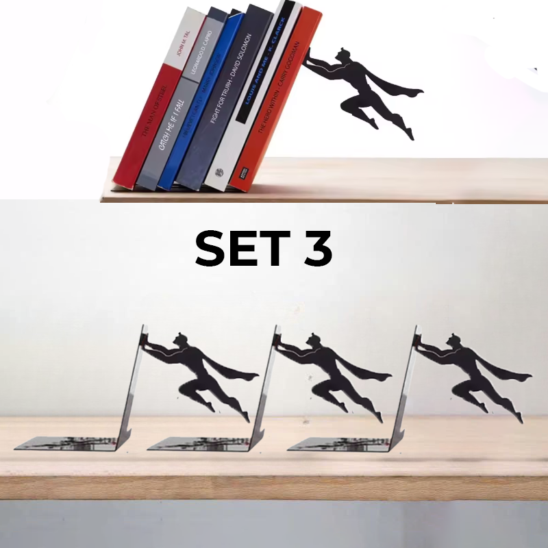 Super hero Bookend Figurines Metal Bookshelf Decor Desktop Ornament Office