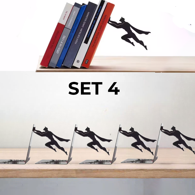 Super hero Bookend Figurines Metal Bookshelf Decor Desktop Ornament Office