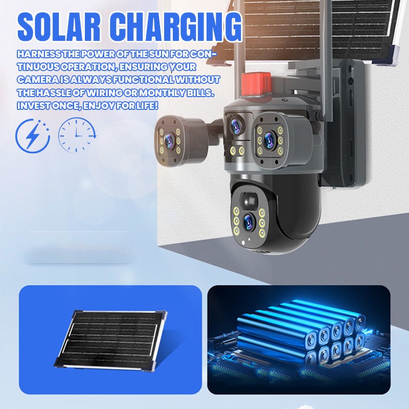 💥2025 New Hot Sale🎥 Triple-Lens Solar 360° Dome Camera✈️