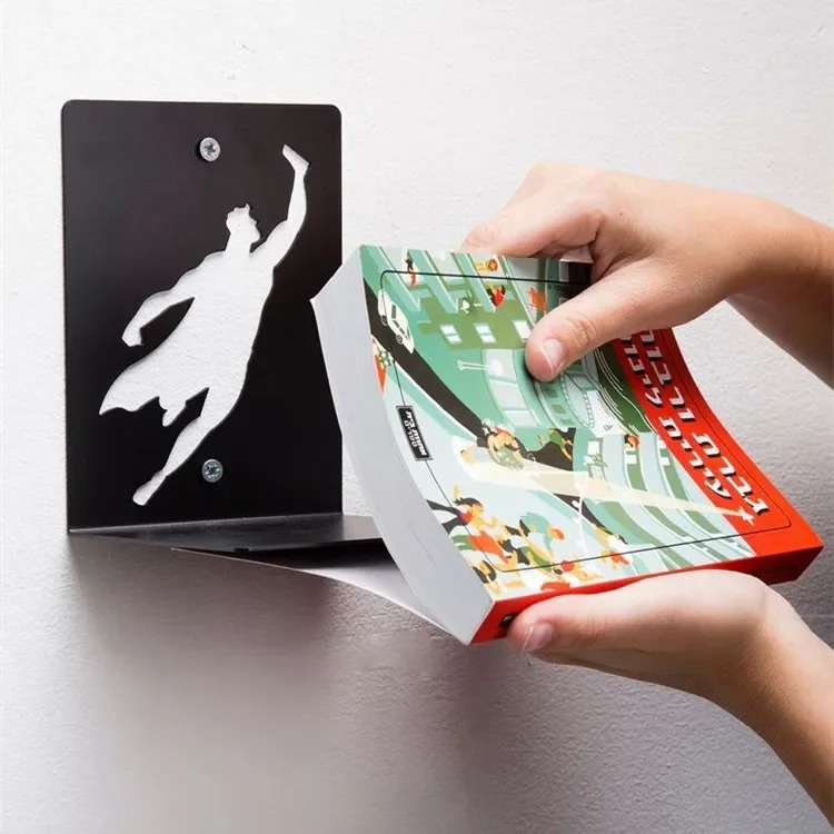 Super hero Bookend Figurines Metal Bookshelf Decor Desktop Ornament Office