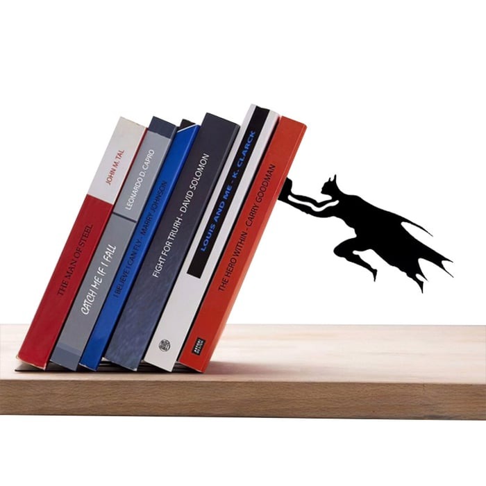 Super hero Bookend Figurines Metal Bookshelf Decor Desktop Ornament Office