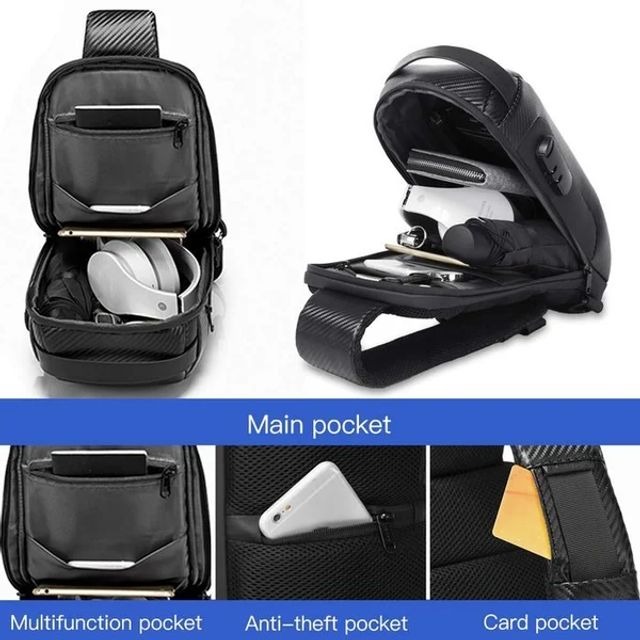 🎒New Carbon Fiber Streamline Anti-Theft Sling Bag👝