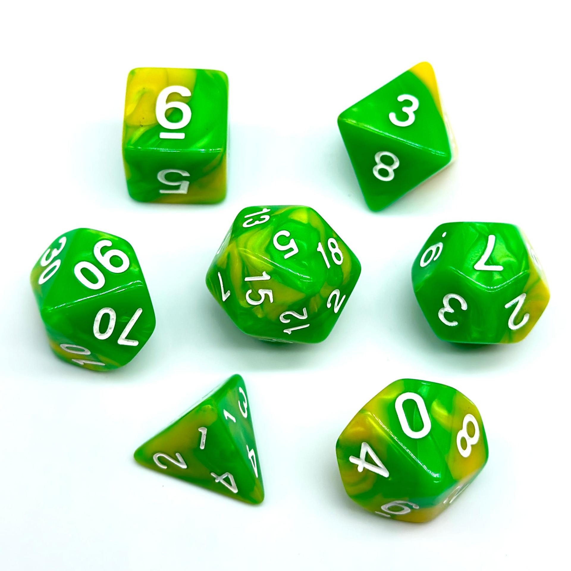 Gemstone Dark Green Cats Eye Stone Hand Carved DND Dice Set