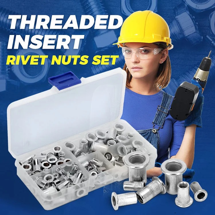 🔩Threaded Insert Nut Rivet Nuts Set with Flat Head⚙️