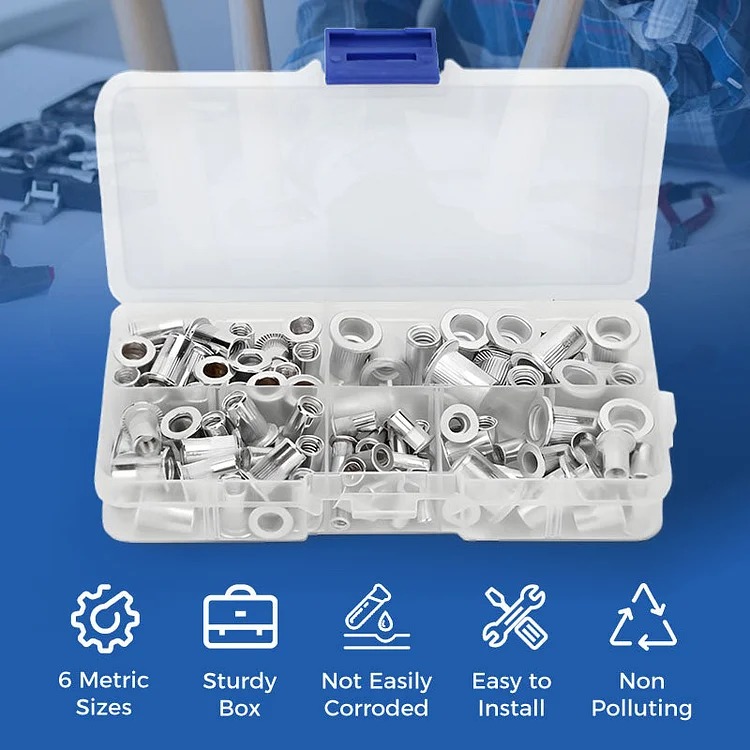 🔩Threaded Insert Nut Rivet Nuts Set with Flat Head⚙️