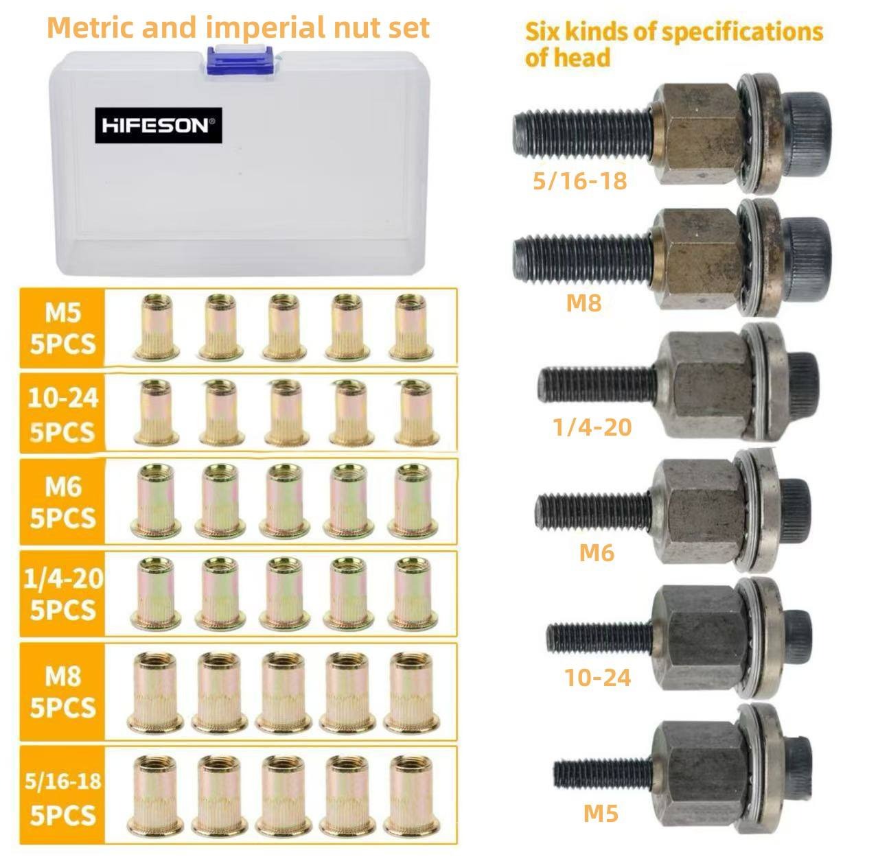 🔩Threaded Insert Nut Rivet Nuts Set with Flat Head⚙️
