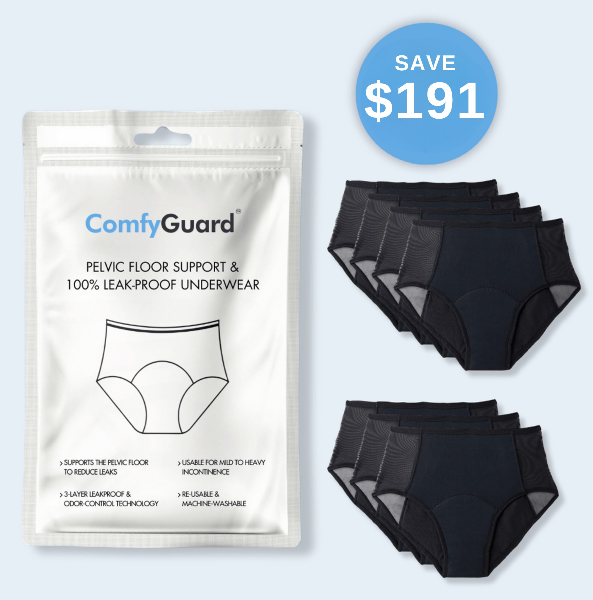 ComfyGuard™ Pelvic Floor Support & 100% Leak-Proof Underwear
