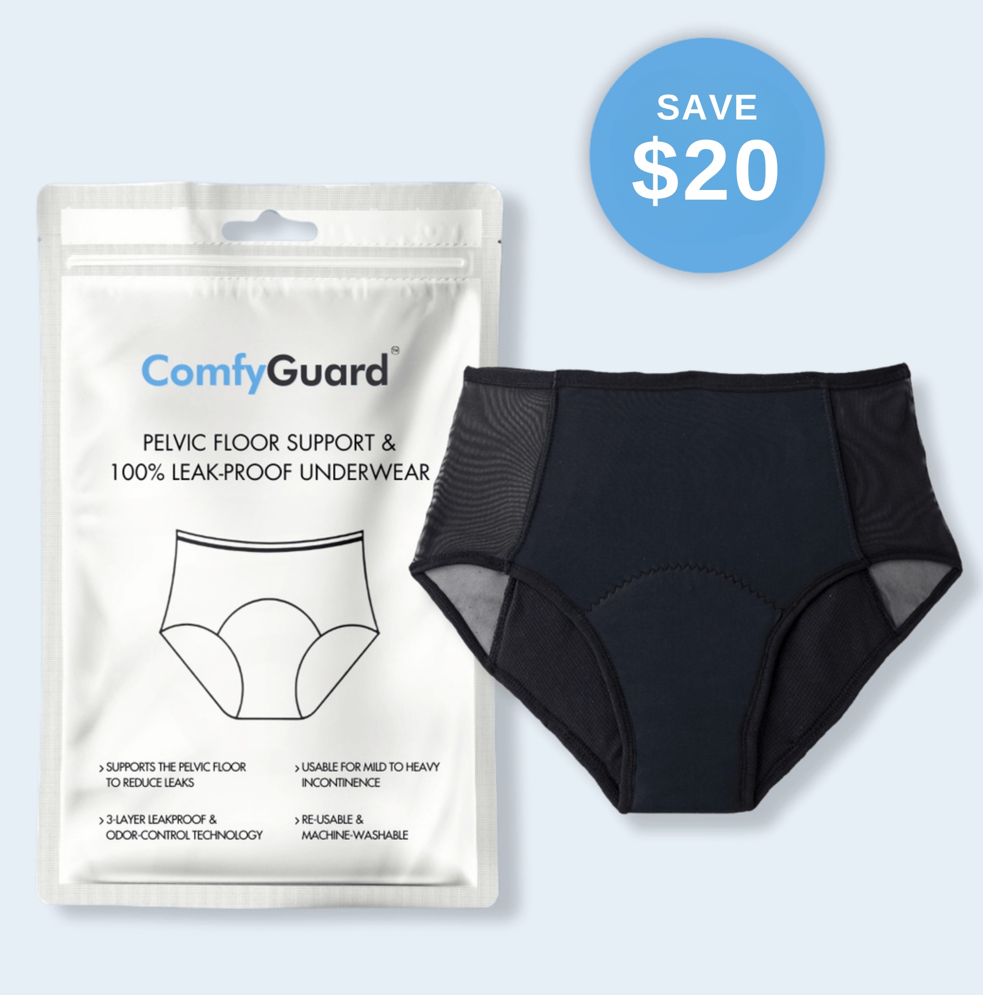 ComfyGuard™ Pelvic Floor Support & 100% Leak-Proof Underwear