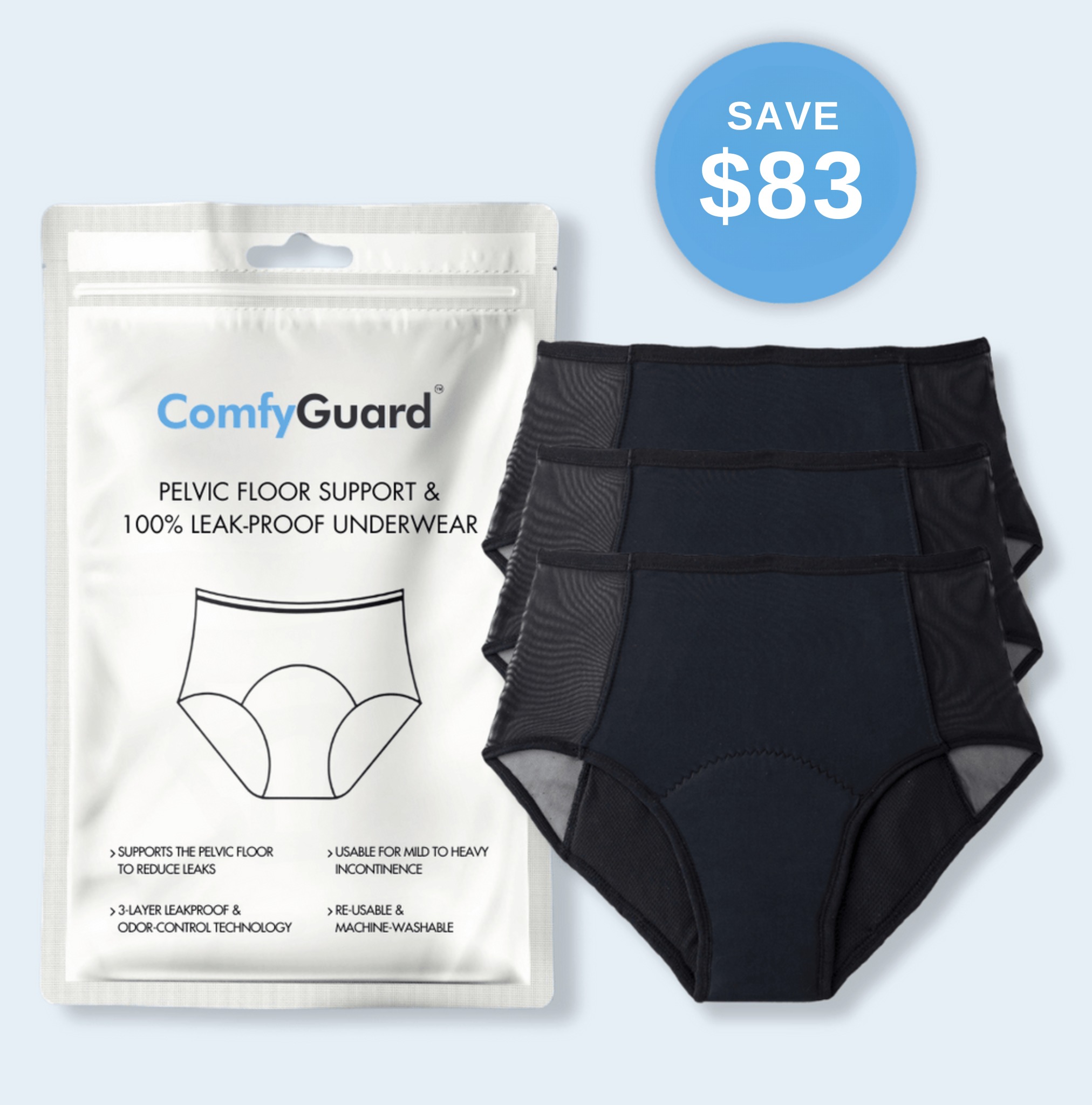 ComfyGuard™ Pelvic Floor Support & 100% Leak-Proof Underwear