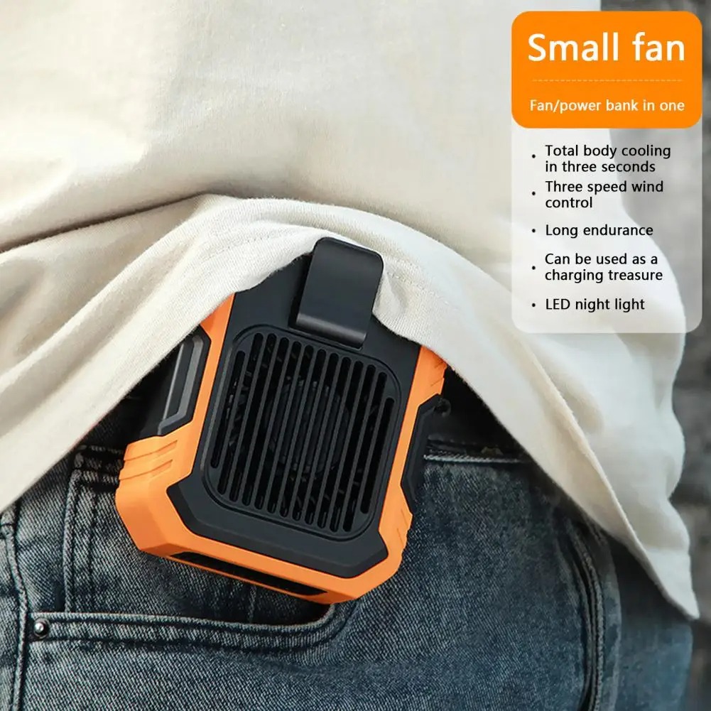 Portable Hanging Waist Fan Rechargeable Quiet Wearable Electric Fan 3 Speed