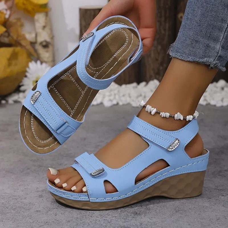 🔥Summer Best Seller🔥Women's Summer Wedge Sandals with Adjustable Strap – Open-Toe, Lightweight PU Sole & Soft Synthetic Upper for Casual and Formal Comfort