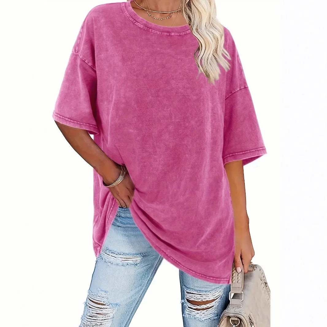 Women's Cotton Round Neck Short Sleeve T-shirt – Summer Casual Fashion Top