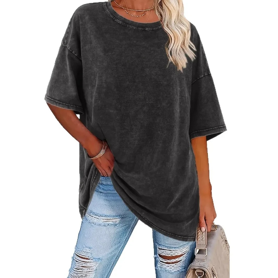 Women's Cotton Round Neck Short Sleeve T-shirt – Summer Casual Fashion Top