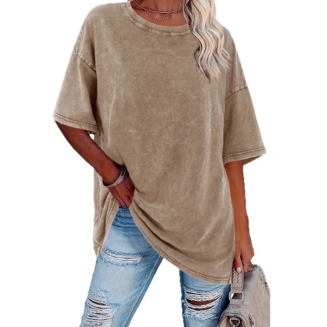 Women's Cotton Round Neck Short Sleeve T-shirt – Summer Casual Fashion Top