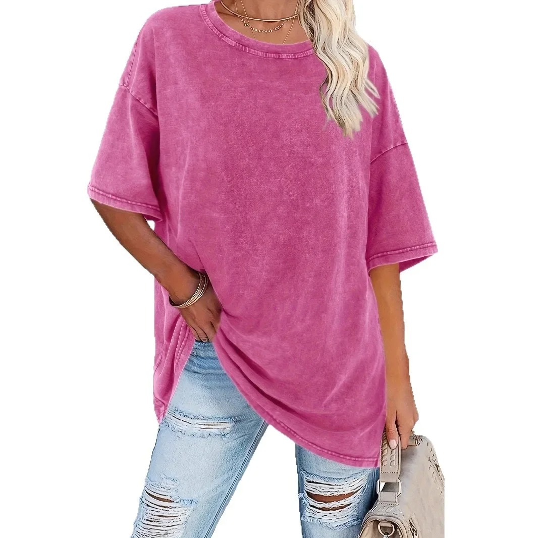 Women's Cotton Round Neck Short Sleeve T-shirt – Summer Casual Fashion Top