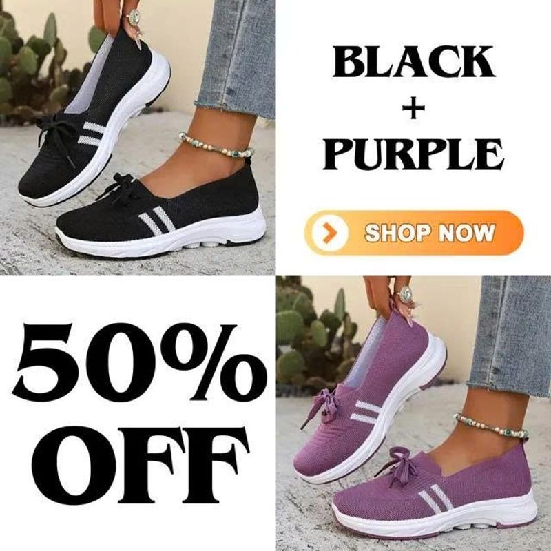🔥Summer Best Seller🔥Women’s Breathable Knit Slip-On Sneakers with Bow – Lightweight Low-Top Casual Shoes in Beige & White for Everyday Comfort