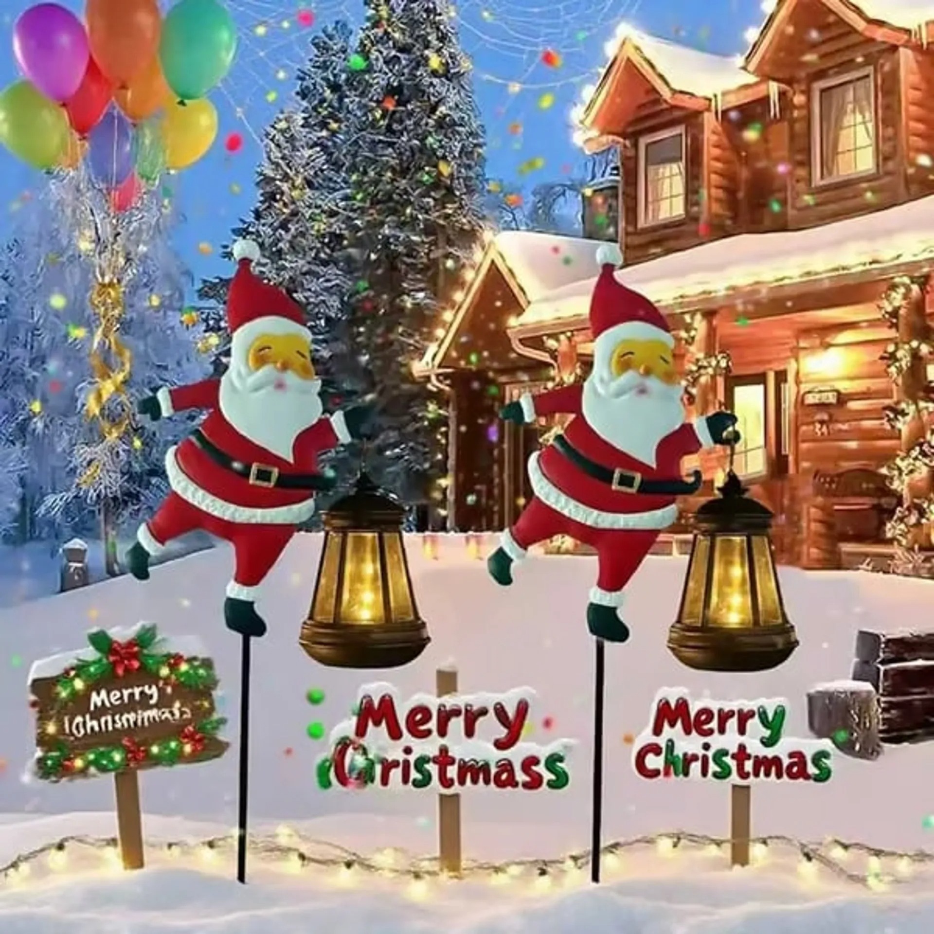 Christmas Early Bird Sale - Christmas Solar Kettle Lights Garden Lawn Decorative Lights Santa Kettle Ground Lamp Solar LED Night Lights Outdoor Garden Decor