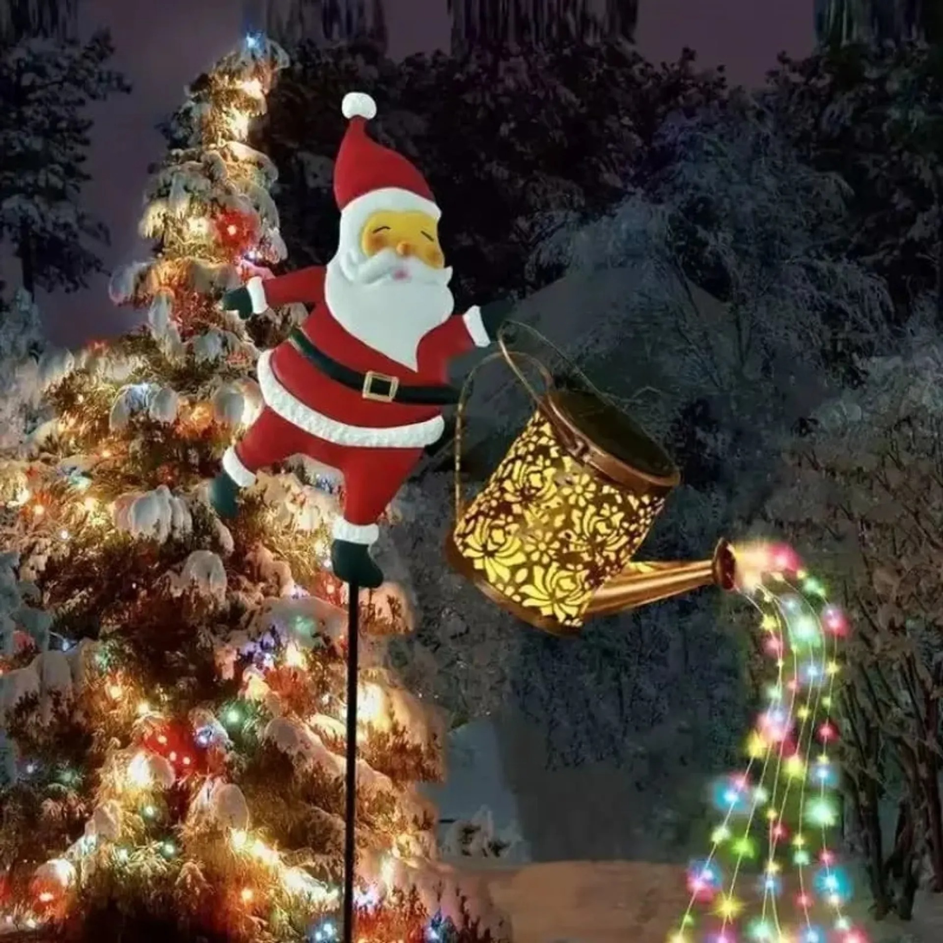 Christmas Early Bird Sale - Christmas Solar Kettle Lights Garden Lawn Decorative Lights Santa Kettle Ground Lamp Solar LED Night Lights Outdoor Garden Decor