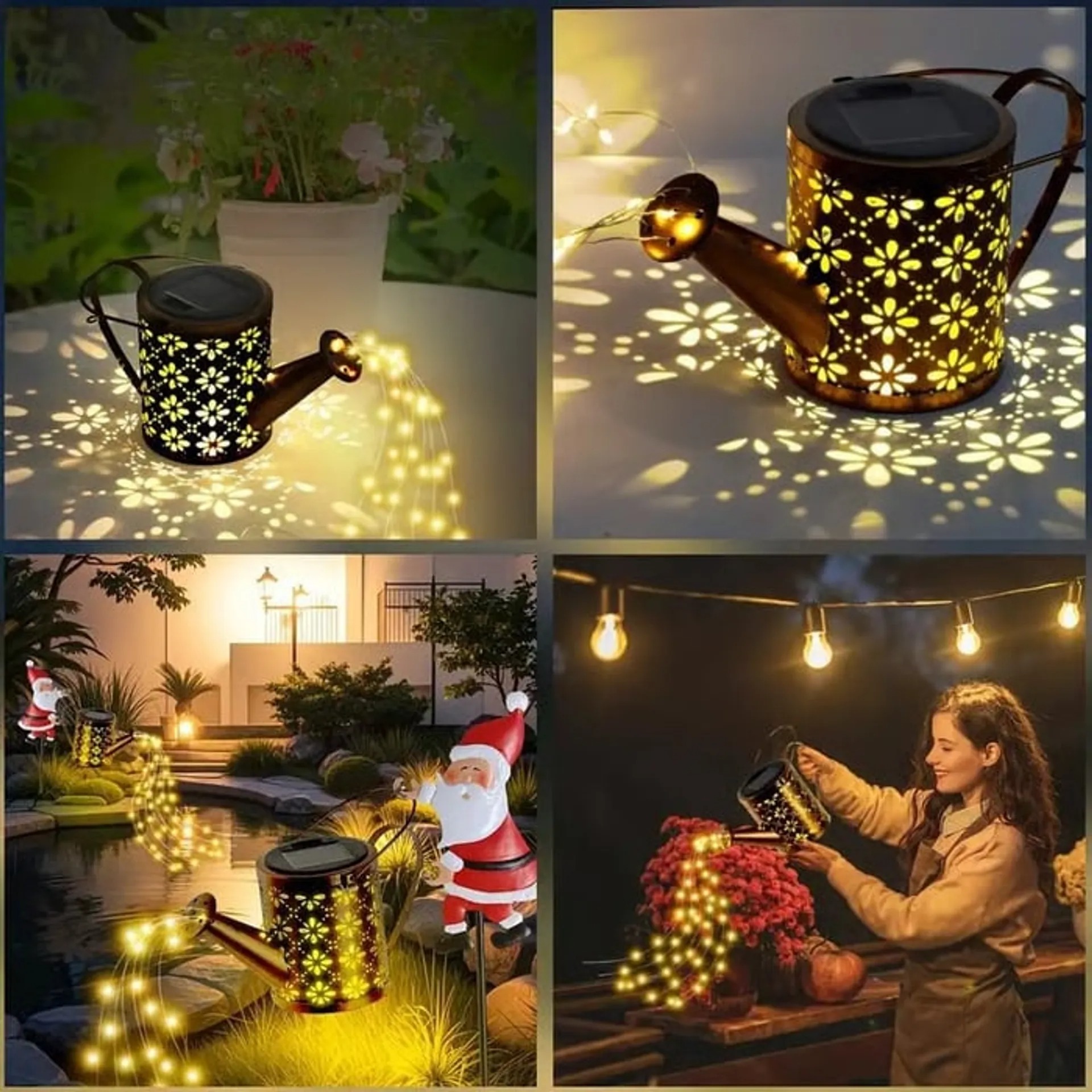 Christmas Early Bird Sale - Christmas Solar Kettle Lights Garden Lawn Decorative Lights Santa Kettle Ground Lamp Solar LED Night Lights Outdoor Garden Decor