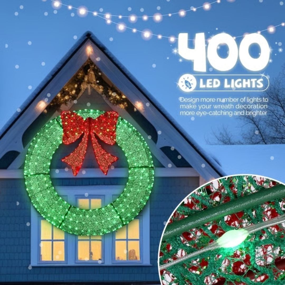 🎄✨ Exclusive Sparkle-Now Pre-Sale! 🎀 Pre-Lit Luxury Large Christmas Wreath – Perfect for Outdoor Elegance