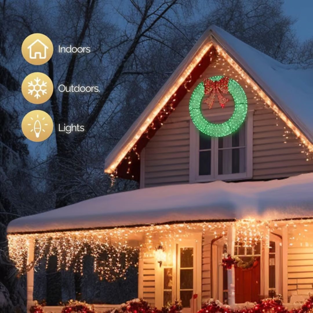 🎄✨ Exclusive Sparkle-Now Pre-Sale! 🎀 Pre-Lit Luxury Large Christmas Wreath – Perfect for Outdoor Elegance