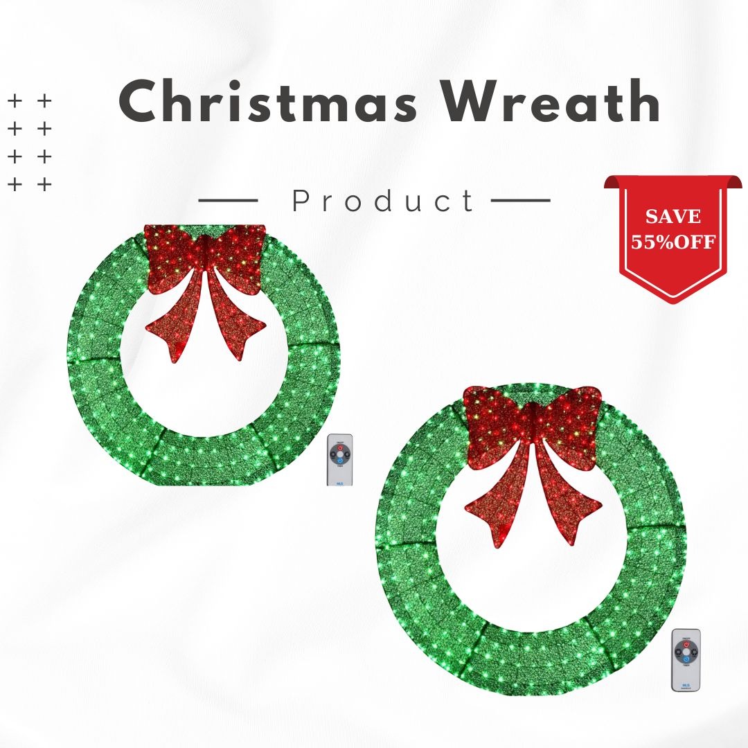 🎄✨ Exclusive Sparkle-Now Pre-Sale! 🎀 Pre-Lit Luxury Large Christmas Wreath – Perfect for Outdoor Elegance