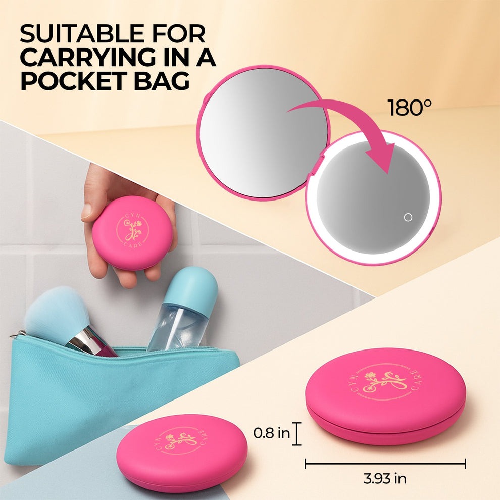 Led Compact Mirror With 1x5/5x Magnification