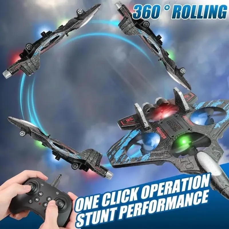 49% OFF 🎉🎉RC Stunt Fighter Jet Toy for Kids with 360° Flips & LED Lights