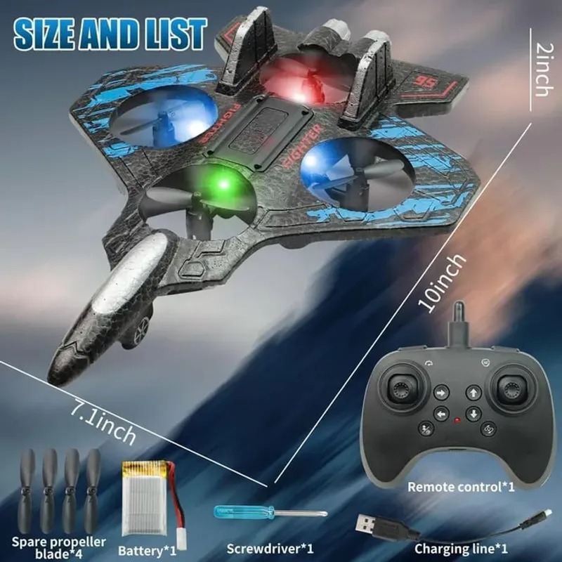 49% OFF 🎉🎉RC Stunt Fighter Jet Toy for Kids with 360° Flips & LED Lights