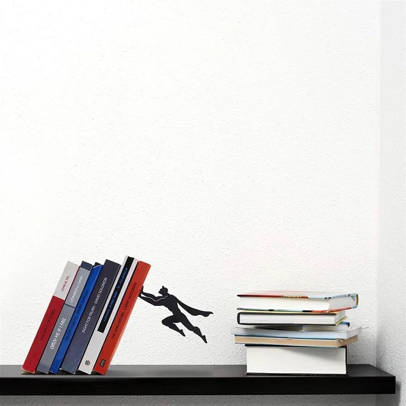 Super hero Bookend Figurines Metal Bookshelf Decor Desktop Ornament Office