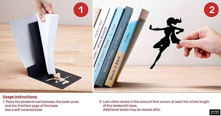 Super hero Bookend Figurines Metal Bookshelf Decor Desktop Ornament Office
