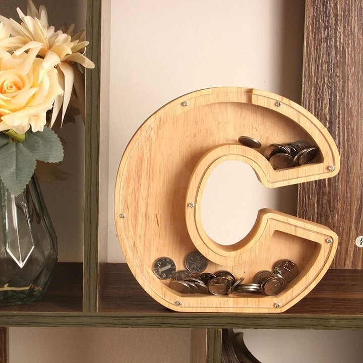 Piggy Bank - 🔥 Last Day Promotion - Piggy Bank-Wood Gift For Kids (With Alphabet Stickers)