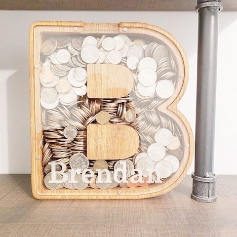 Piggy Bank - 🔥 Last Day Promotion - Piggy Bank-Wood Gift For Kids (With Alphabet Stickers)