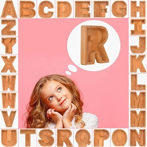 Piggy Bank - 🔥 Last Day Promotion - Piggy Bank-Wood Gift For Kids (With Alphabet Stickers)