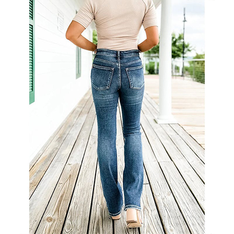 💖 Last day 65% OFF 💖 High Rise Non Distressed Vintage Frayed Hem Bootcut Jeans