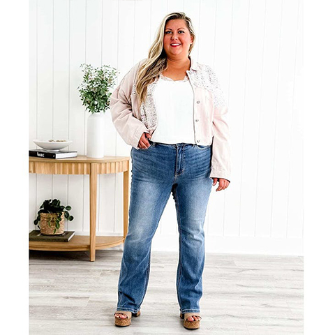 💖 Last day 65% OFF 💖 High Rise Non Distressed Vintage Frayed Hem Bootcut Jeans