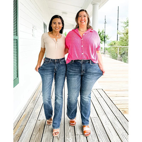 💖 Last day 65% OFF 💖 High Rise Non Distressed Vintage Frayed Hem Bootcut Jeans