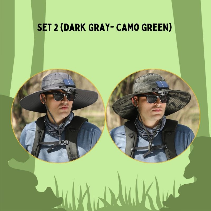 🔥Father's Day Sale 49% OFF - Wide Brim Solar Fan Outdoor Fishing Hat-Solar & USB Charging