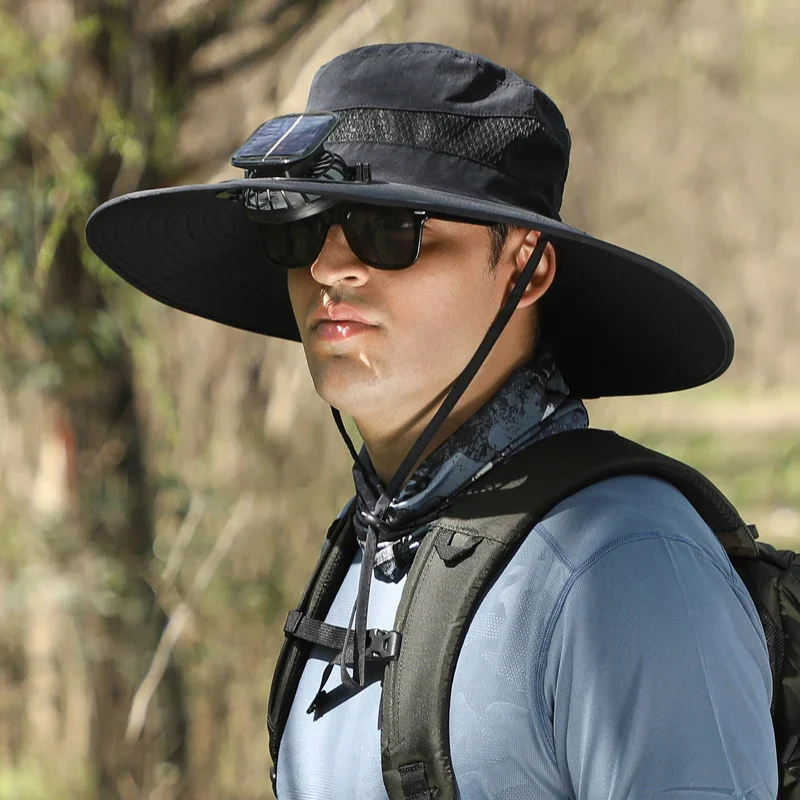🔥Father's Day Sale 49% OFF - Wide Brim Solar Fan Outdoor Fishing Hat-Solar & USB Charging